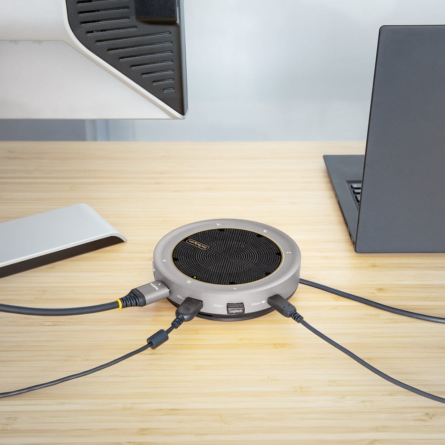 Station d'accueil pour haut-parleur USB-C StarTech.com, mini-station d'accueil audio/conférencière portable, VGA/HDMI 4K, hub USB, Teams/Zoom/Softphone