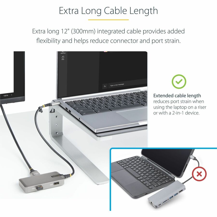StarTech.com USB-C Multiport Adapter, 4K60Hz HDMI, HDR, 2-Port 5Gbps USB Hub, 100W PD Pass-Through, GbE, Mini Dock, Windows/macOS/ChromeOS