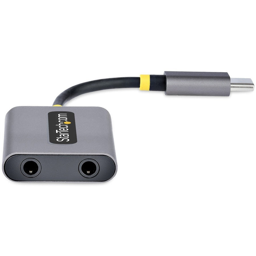 StarTech.com Répartiteur de casque USB-C, adaptateur USB Type-C double avec entrée micro, adaptateur USB-C vers audio 3,5 mm/dongle pour écouteurs/prise auxiliaire