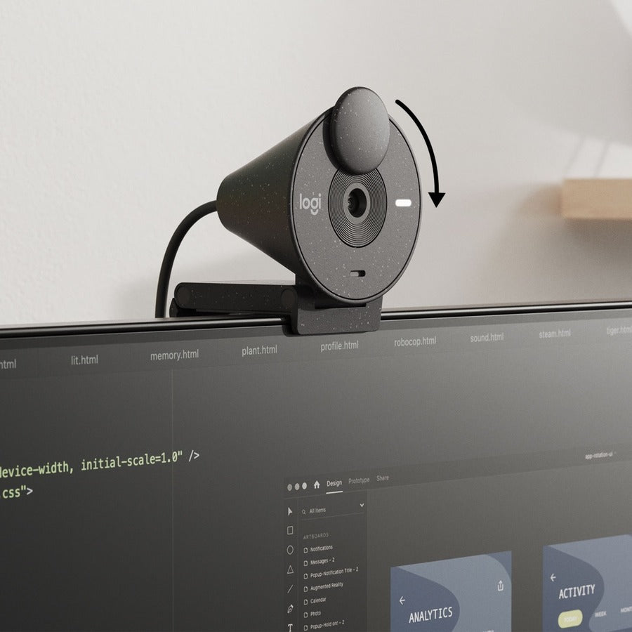 Webcam Logitech BRIO - 2 mégapixels - 30 ips - Graphite - USB Type C - Vente au détail