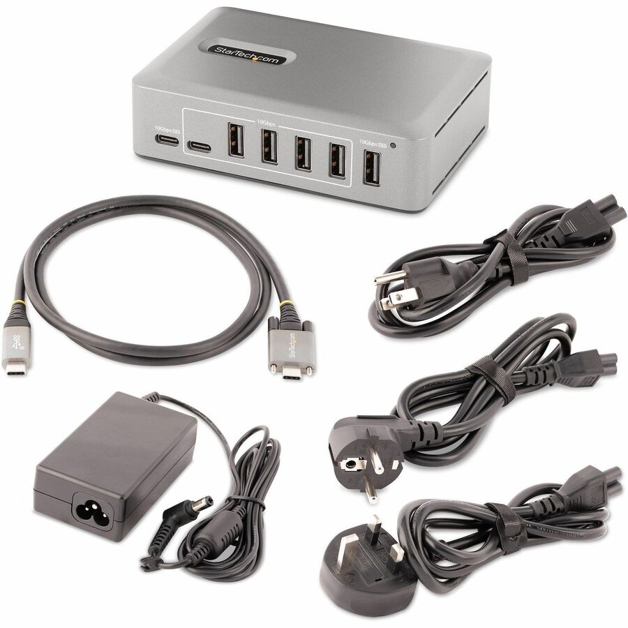 StarTech.com Hub USB-C 10 ports, 8 ports USB-A + 2 ports USB-C, auto-alimenté avec alimentation 65 W, USB 3.1 10 Gbit/s, pour ordinateur de bureau/portable, avec chargeur