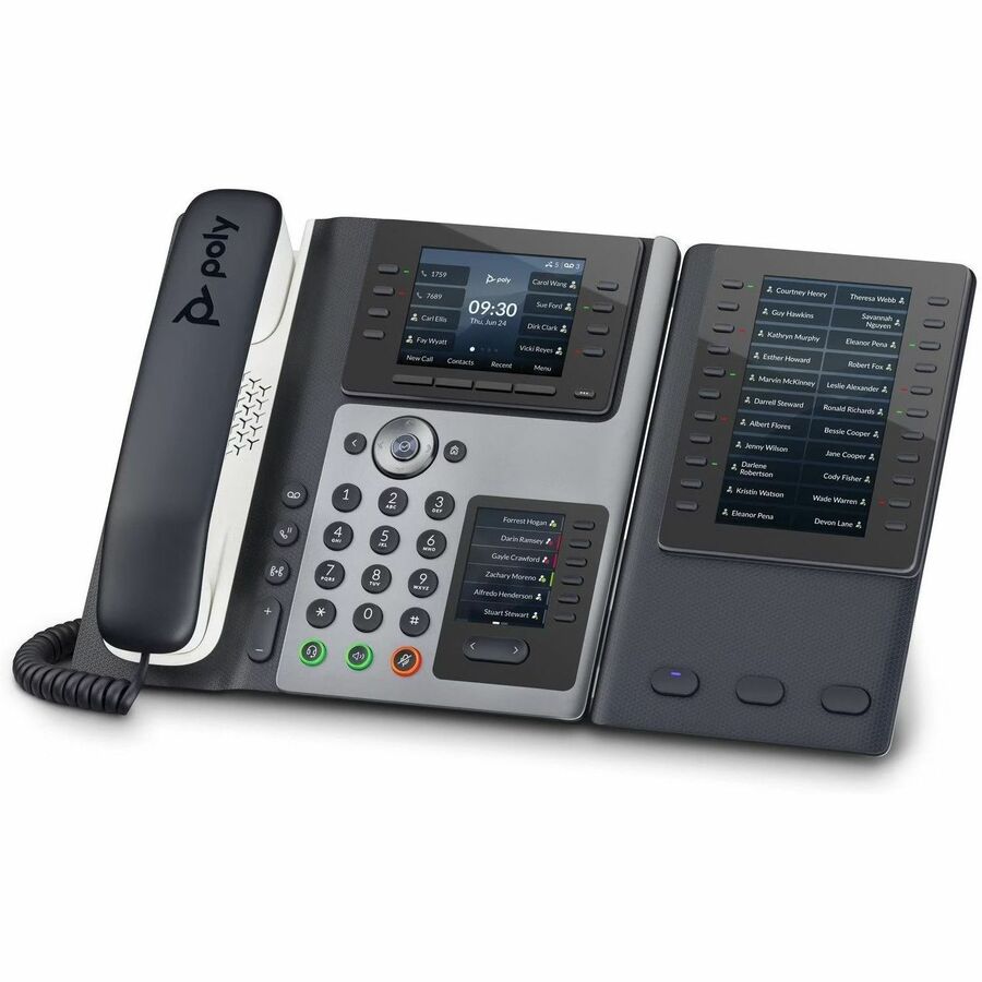 Poly Edge E450 IP Phone - Corded - Corded/Cordless - Bluetooth, NFC, Wi-Fi - 3 Multiple Conferencing - Desktop, Wall Mountable - White, Midnight Blue