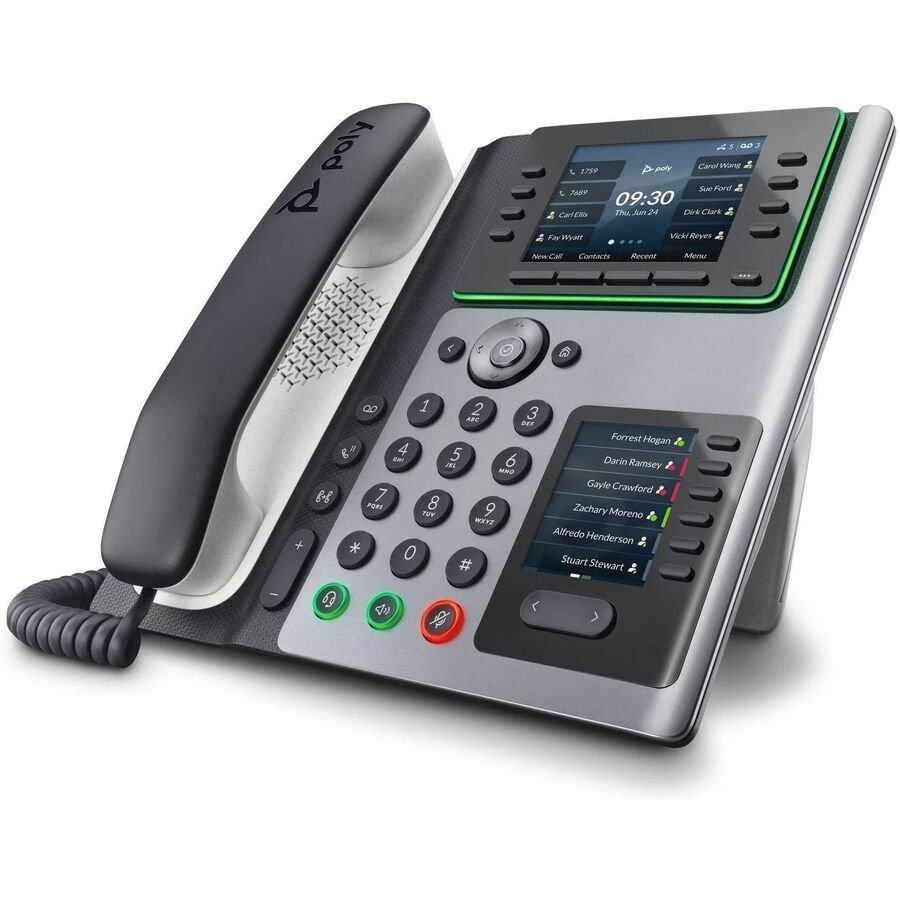 Poly Edge E450 IP Phone - Corded - Corded/Cordless - Bluetooth, NFC, Wi-Fi - 3 Multiple Conferencing - Desktop, Wall Mountable - White, Midnight Blue