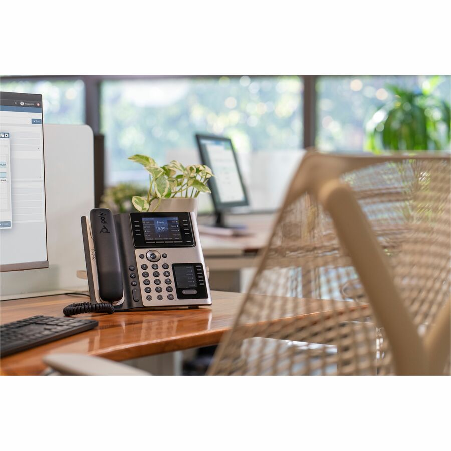 Poly Edge E450 IP Phone - Corded - Corded/Cordless - Bluetooth, NFC, Wi-Fi - 3 Multiple Conferencing - Desktop, Wall Mountable - White, Midnight Blue