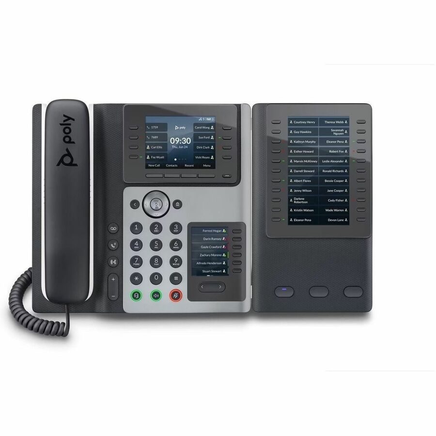Poly Edge E450 IP Phone - Corded - Corded/Cordless - Bluetooth, NFC, Wi-Fi - 3 Multiple Conferencing - Desktop, Wall Mountable - White, Midnight Blue