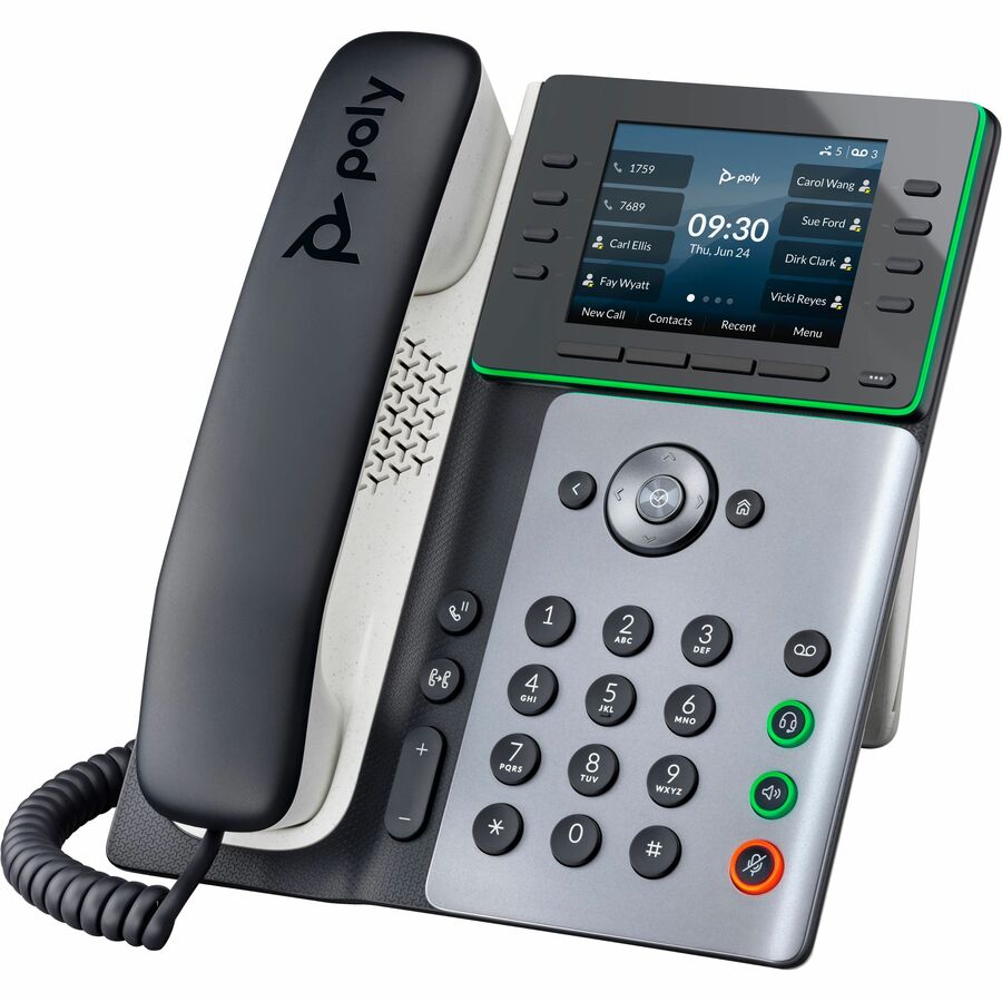Poly Edge E320 IP Phone - Corded - Corded/Cordless - Bluetooth, NFC - 3 Multiple Conferencing - Desktop, Wall Mountable - White, Midnight Blue