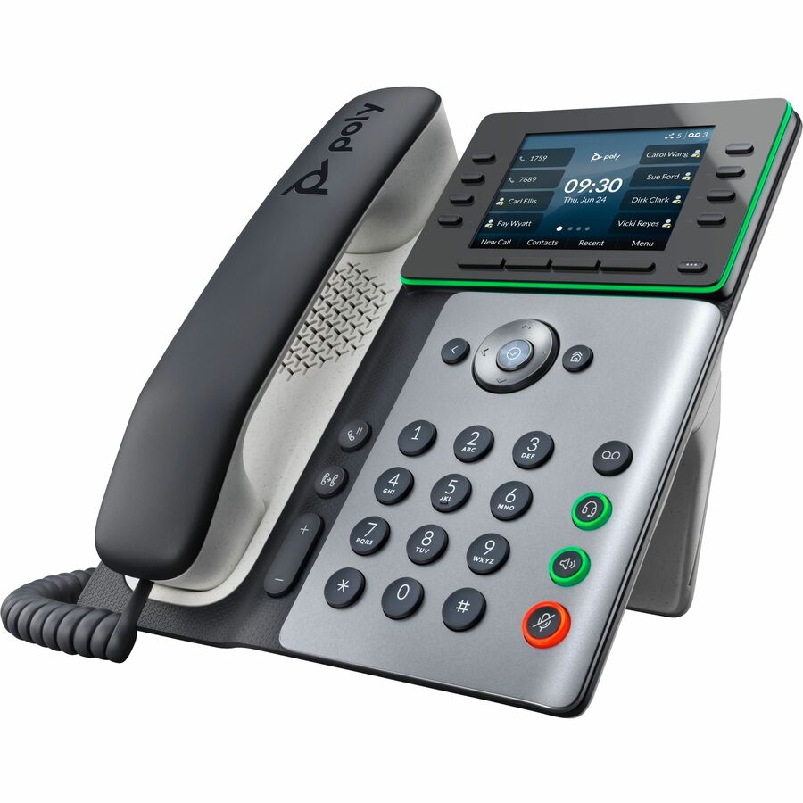 Poly Edge E320 IP Phone - Corded - Corded/Cordless - Bluetooth, NFC - 3 Multiple Conferencing - Desktop, Wall Mountable - White, Midnight Blue