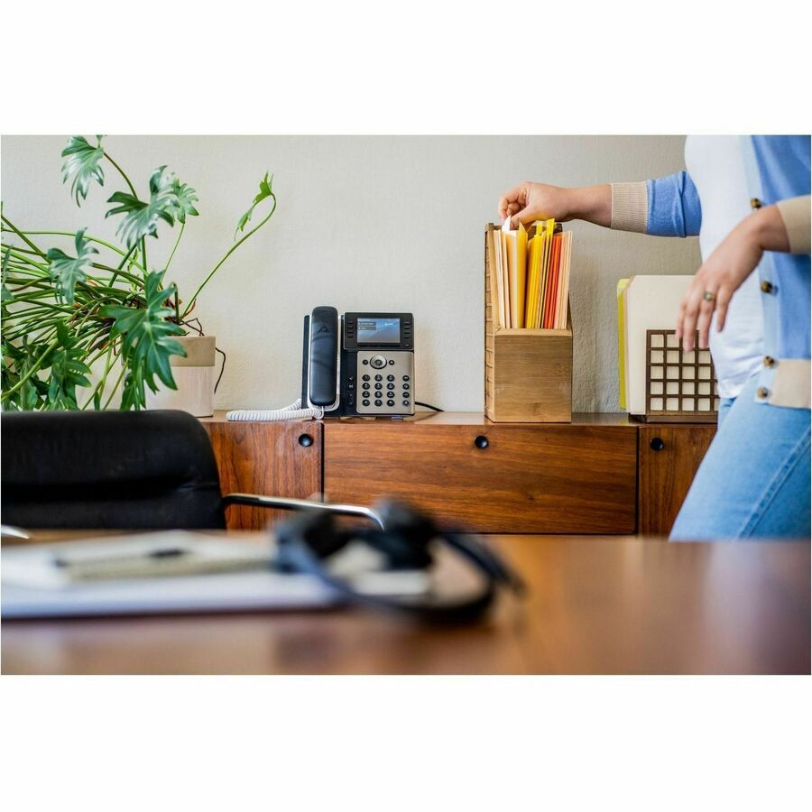 Poly Edge E350 IP Phone - Corded - Corded/Cordless - Wi-Fi, Bluetooth, NFC - 3 Multiple Conferencing - Desktop, Wall Mountable - White, Midnight Blue