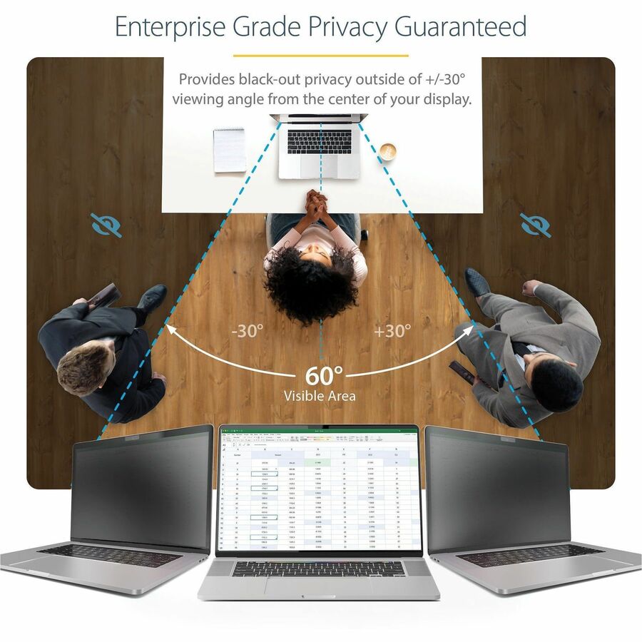 StarTech.com Écran de confidentialité pour MacBook Pro 14 pouces (21/23 pouces), filtre de confidentialité antireflet avec réduction de la lumière bleue de 51 %, côtés mats/brillants