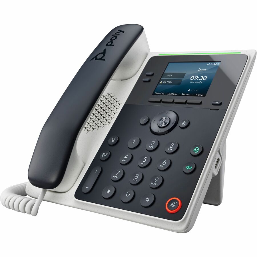 Poly Edge E100 IP Phone - Corded - Corded - 3 Multiple Conferencing - Desktop, Wall Mountable - White, Midnight Blue