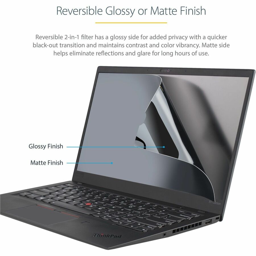 StarTech.com 15.6-inch 16:9 Laptop Privacy Filter, Anti-Glare Privacy Screen w/51% Blue Light Reduction, +/- 30° View Angle, Matte/Glossy