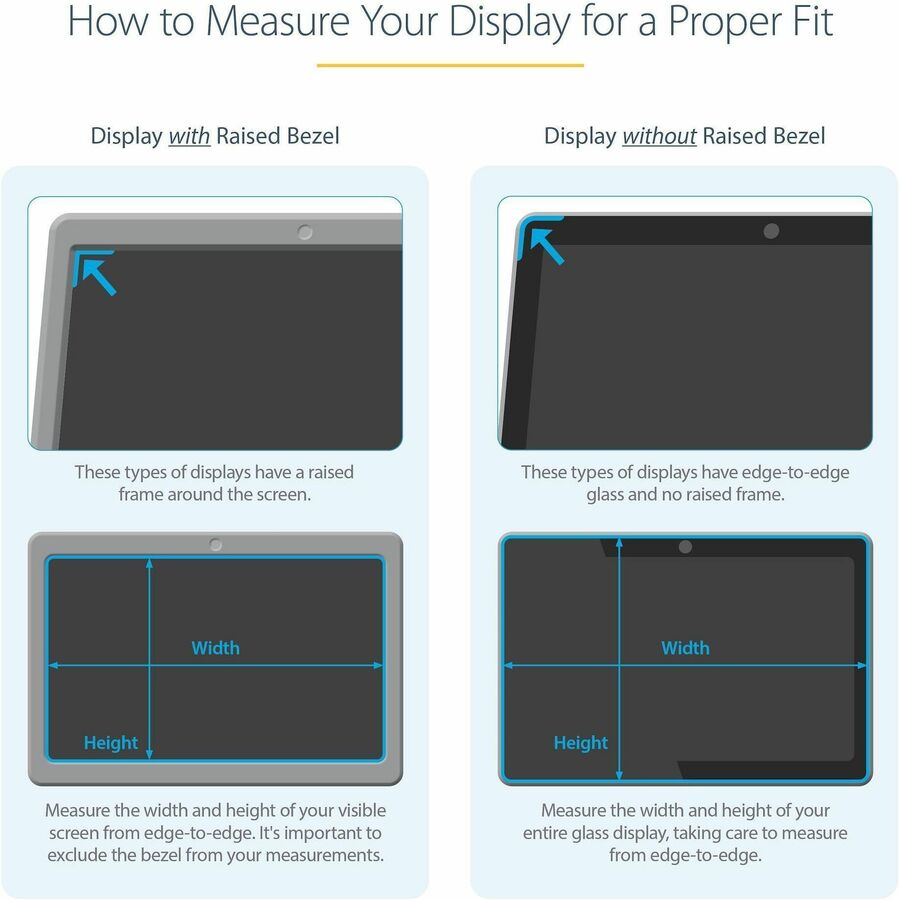 StarTech.com 15.6-inch 16:9 Laptop Privacy Filter, Anti-Glare Privacy Screen w/51% Blue Light Reduction, +/- 30° View Angle, Matte/Glossy