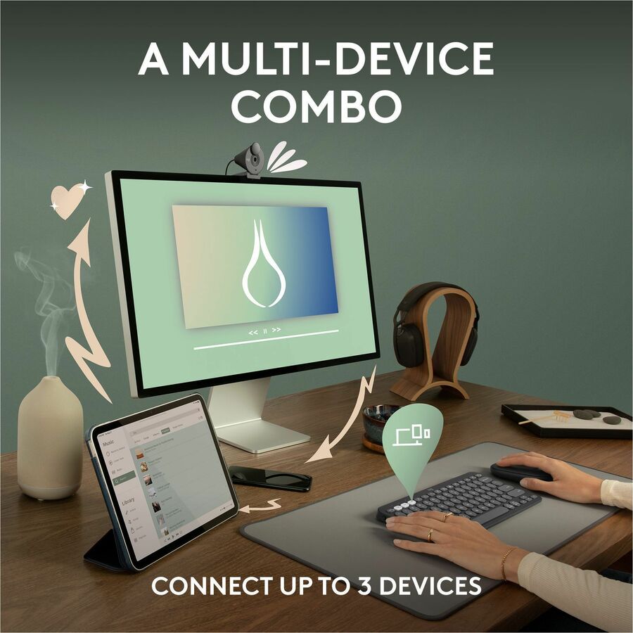Logitech Pebble 2 Combo Wireless Keyboard & Mouse, White