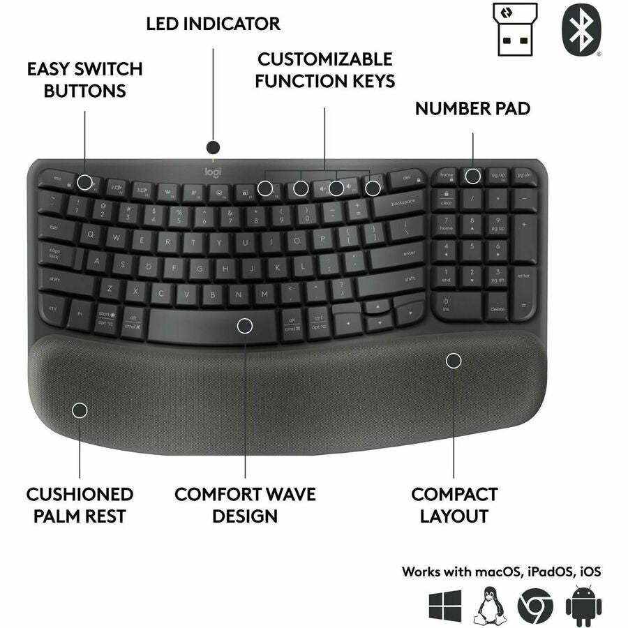 Logitech Wave Keys for Business Ergonomic Keyboard