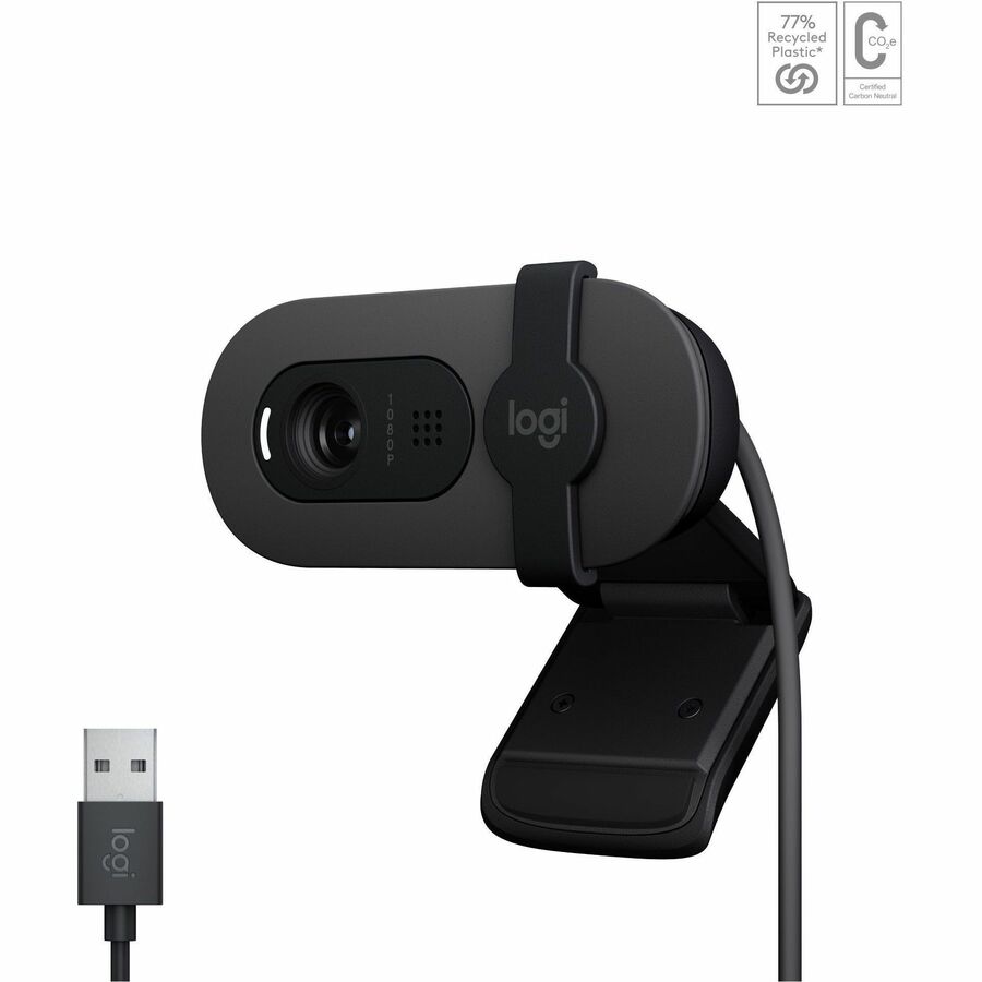 Webcam Logitech BRIO 100 - 2 mégapixels - 30 ips - Graphite - USB Type A