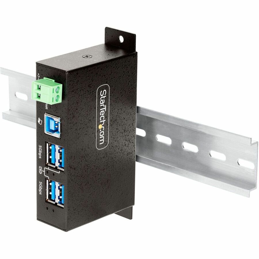 Hub USB géré StarTech.com 4 ports, boîtier industriel en métal robuste, protection contre les décharges électrostatiques et les surtensions, montage mural/de bureau/sur rail DIN, USB 5 Gbit/s
