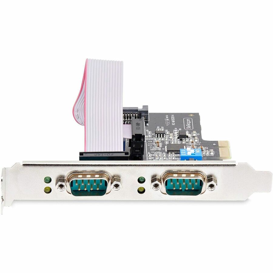 Carte PCIe série 2 ports StarTech.com, double port RS232/RS422/RS485, UART 16C1050, protection ESD, Windows/Linux, conforme TAA