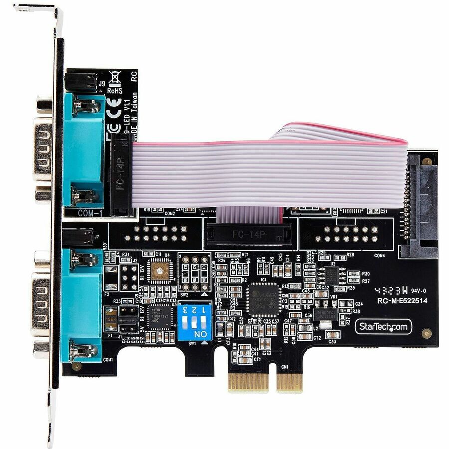 Carte PCIe série 2 ports StarTech.com, double port RS232/RS422/RS485, UART 16C1050, protection ESD, Windows/Linux, conforme TAA