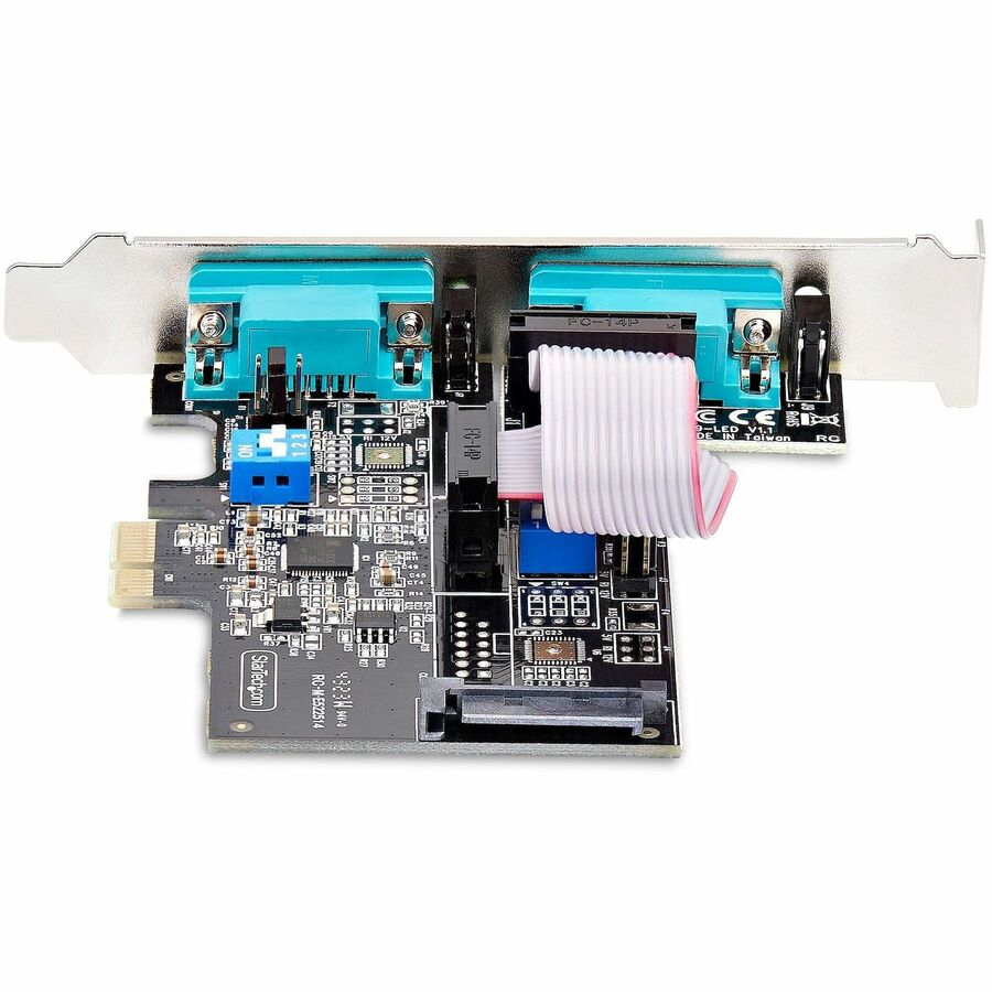 Carte PCIe série 2 ports StarTech.com, double port RS232/RS422/RS485, UART 16C1050, protection ESD, Windows/Linux, conforme TAA