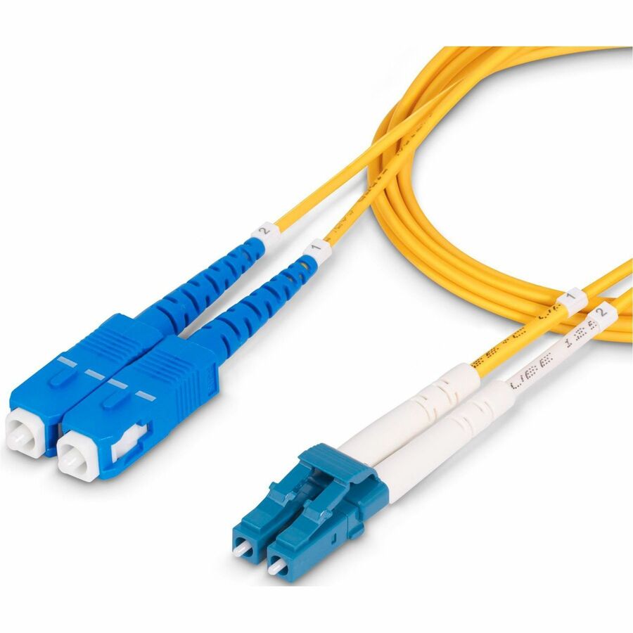 StarTech.com 5m (16.4ft) LC to SC (UPC) OS2 Single Mode Duplex Fiber Optic Cable, 9/125, 100G, Low Insertion Loss, LSZH Fiber Jumper Cord
