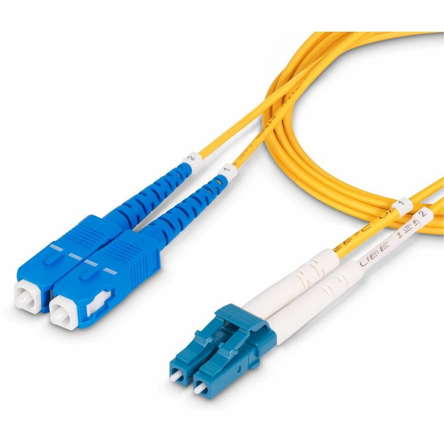 StarTech.com 1m (3.3ft) LC to SC (UPC) OS2 Single Mode Duplex Fiber Optic Cable, 9/125, 100G, Low Insertion Loss, LSZH Fiber Jumper Cord