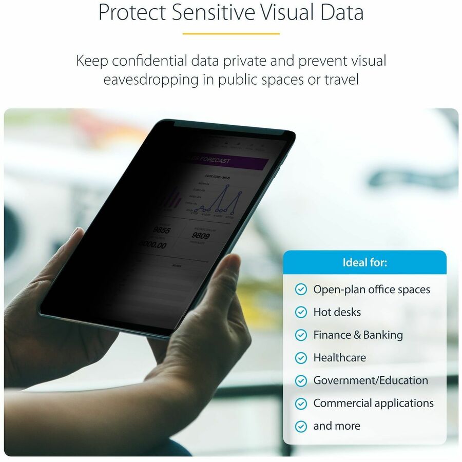 StarTech.com 4-Way Privacy Screen For 12.9-inch iPad Pro, 3rd Gen and Up, Portrait/Landscape, Touch-Enabled, +/- 30 Deg. View, Anti-Glare