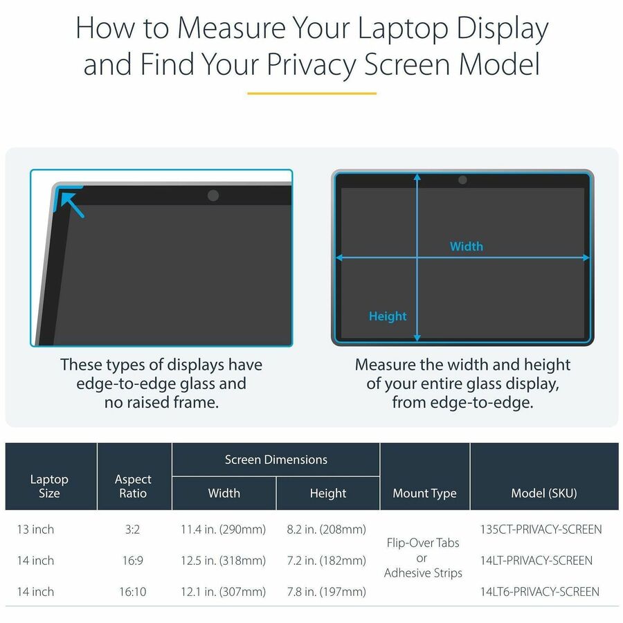 StarTech.com StarTech.com 14in 16:9 Touch Privacy Screen, Laptop Security Shield, Anti-Glare Blue Light Filter, Flip-Over