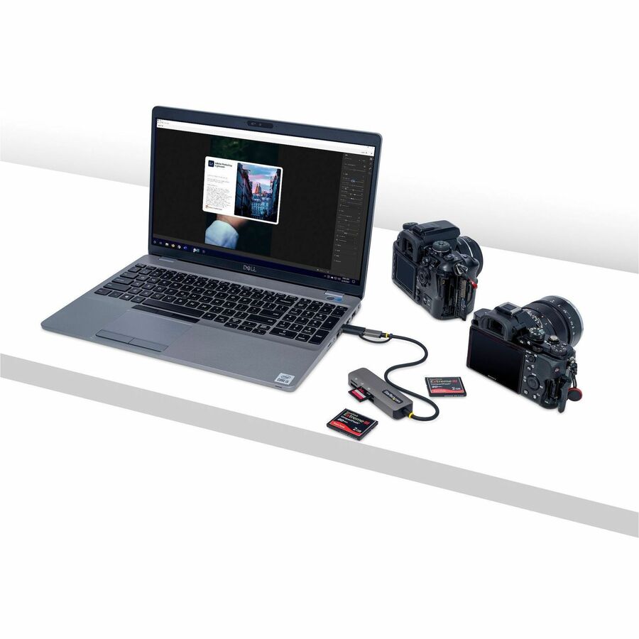 Lecteur de cartes mémoire multimédia USB 3.0 StarTech.com, SD/microSD/CompactFlash, lecteur de cartes externe USB-C 5 Gbit/s avec adaptateur USB-A intégré