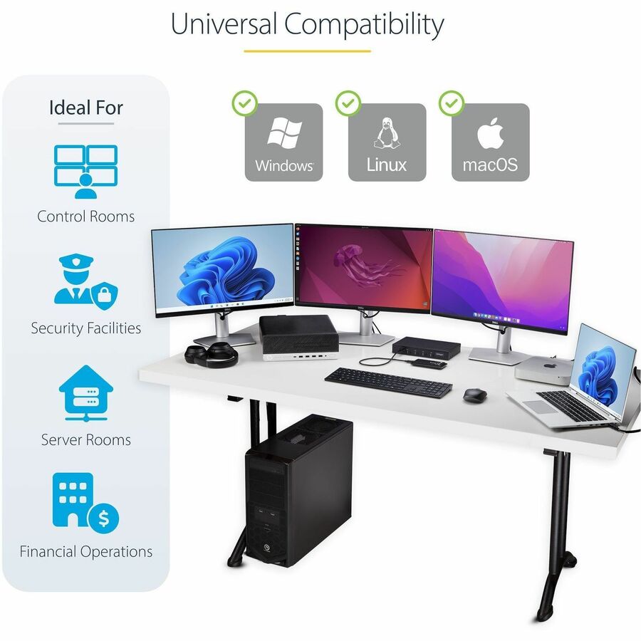 StarTech.com 4-Port KM Switch w/ Mouse Switching, USB 3.0 Keyboard/Mouse Switcher for 4 Computers, 3.5mm and USB Audio, TAA Compliant