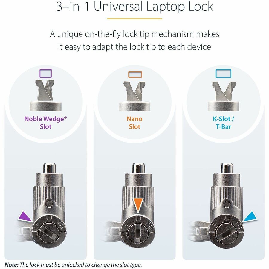 StarTech 25-Pack Universal Laptop Lock 6.6ft, Keyed Alike Locking Cable