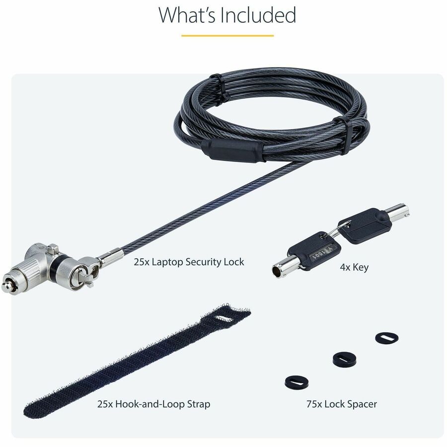 StarTech 25-Pack Universal Laptop Lock 6.6ft, Keyed Alike Locking Cable