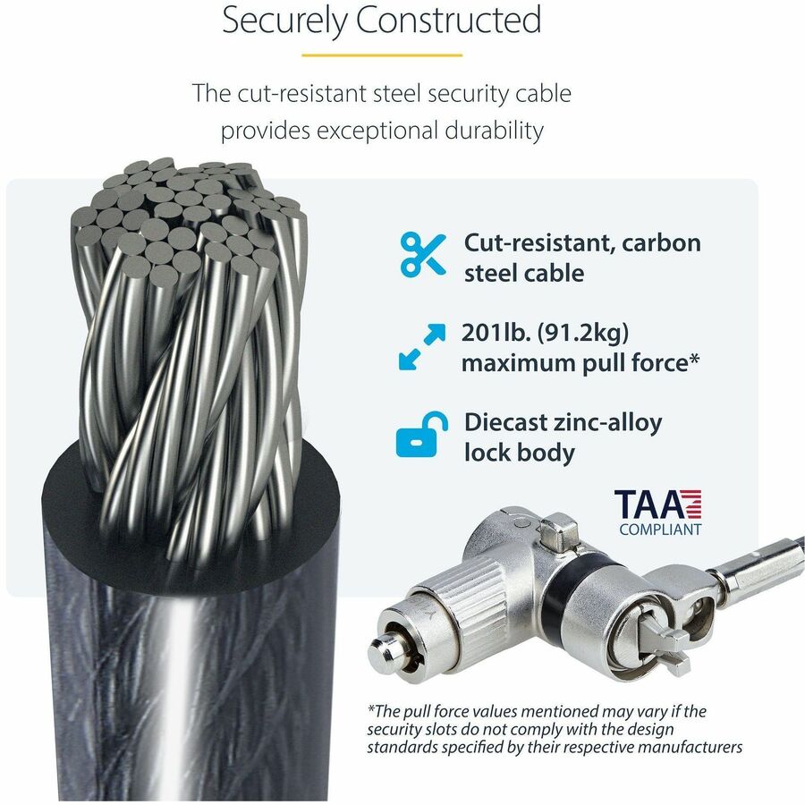 StarTech 25-Pack Universal Laptop Lock 6.6ft, Keyed Alike Locking Cable