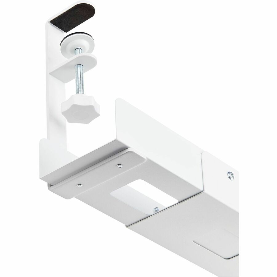 Plateau de gestion des câbles sous le bureau StarTech.com, longueur réglable, installation par pince, sans perçage, blanc