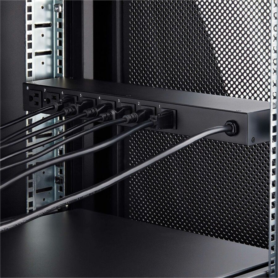 StarTech.com 8-Outlet Horizontal Rack Mount PDU, 1U Power Strip, Outlet On/Off Switches, 15A Circuit Breaker, 8ft/2.4m Cord, NEMA 5-15P/R