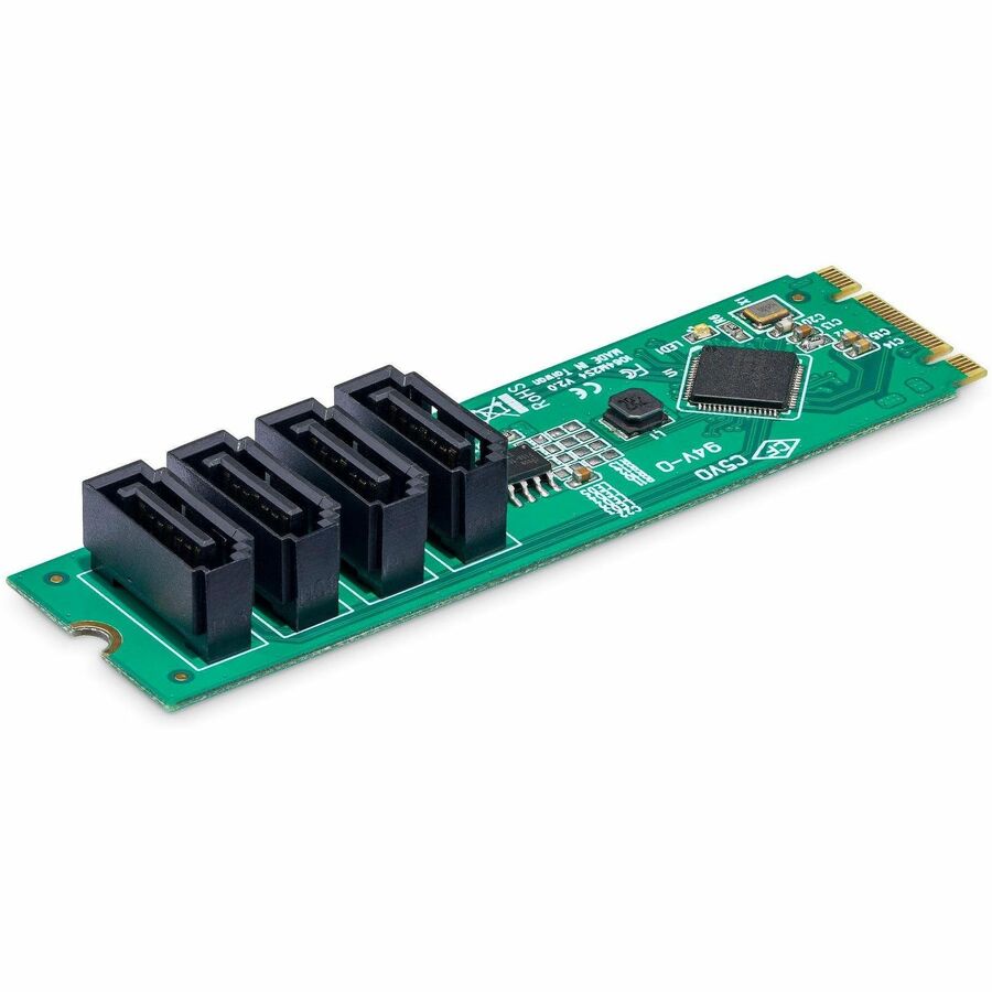 StarTech.com 4-Port M.2 to SATA Adapter Card, M.2 PCIe 3.0 to SATA HDD/SSD Expansion Card for Windows/macOS/Linux