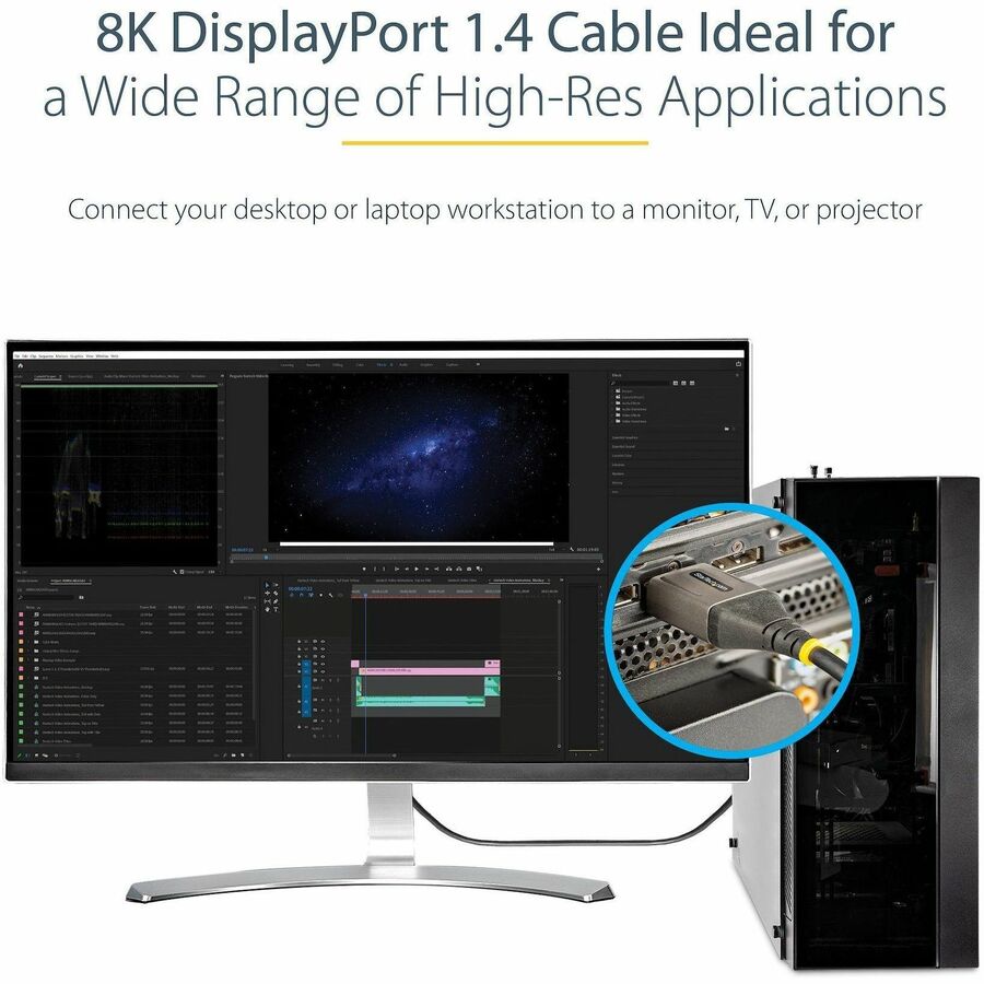 StarTech.com 1ft (30cm) DisplayPort 1.4 Cable, 8K 60Hz HDR10, UHD 4K 120Hz Video, DP to DP Monitor Cord, DP 1.4 Cable, M/M