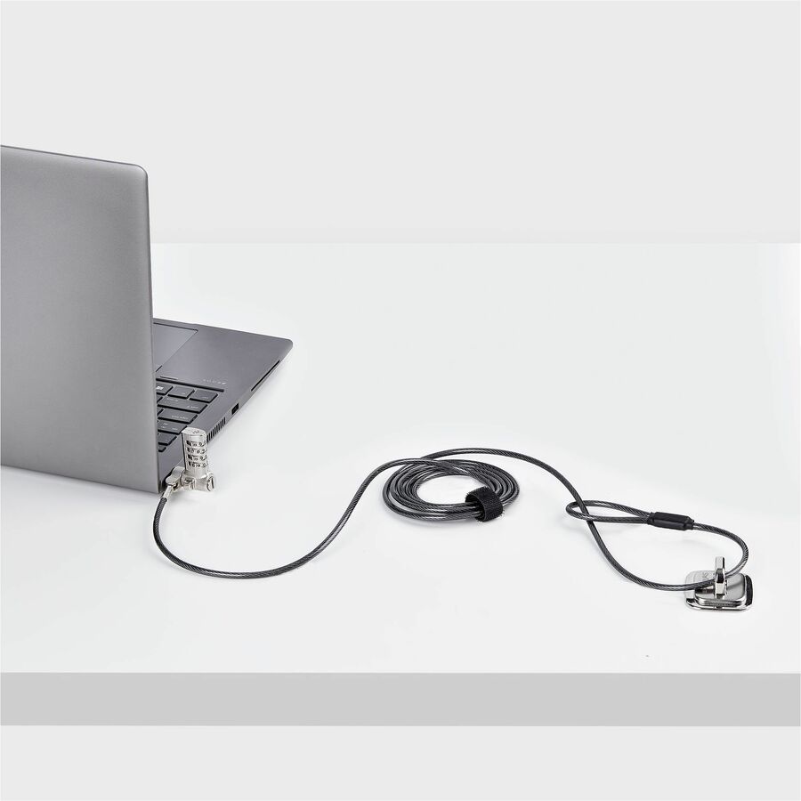 StarTech.com Universal Laptop Cable Lock 6.6ft, Serialized Combo Security Cable For Notebook, Compatible w/Noble Wedge®/Nano/K-Slot