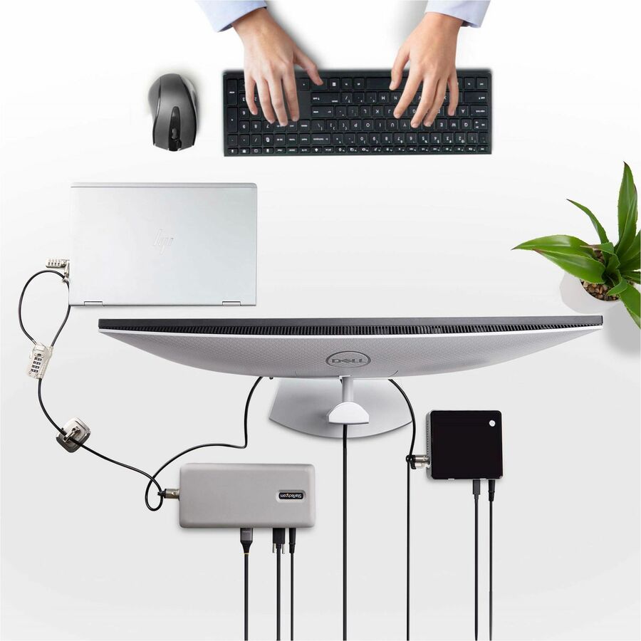 StarTech.com Laptop/Desktop & Peripheral Lock Kit, 9.8ft (3m) Steel Cable, Theft-Deterring Security Lock, K-Slot, For 3x Devices