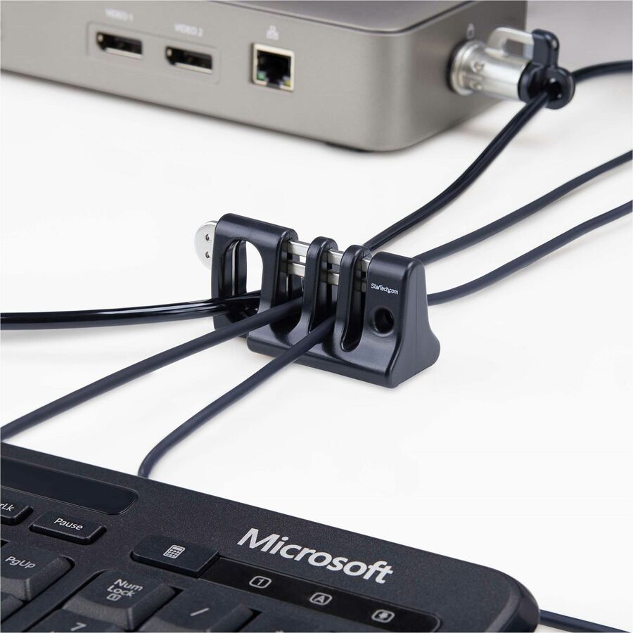 Ancrage de câble périphérique StarTech.com, clavier/souris sécurisé pour ordinateur partagé, avec plaque métallique, à utiliser avec le câble de sécurité d'un ordinateur portable