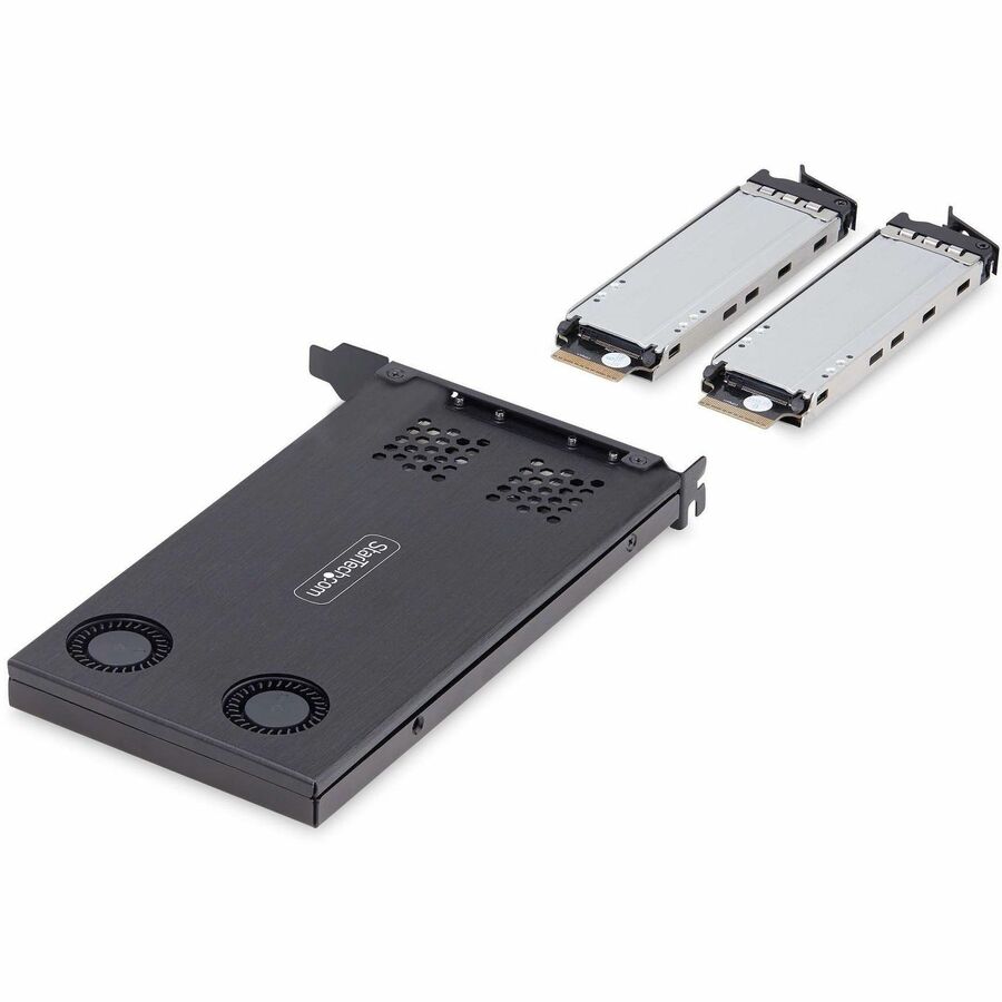 StarTech.com Rack amovible double baie SSD M.2 NVMe vers PCIe x8 ; bifurcation requise ; installation sans outil, baie de disque PCIe échangeable à chaud