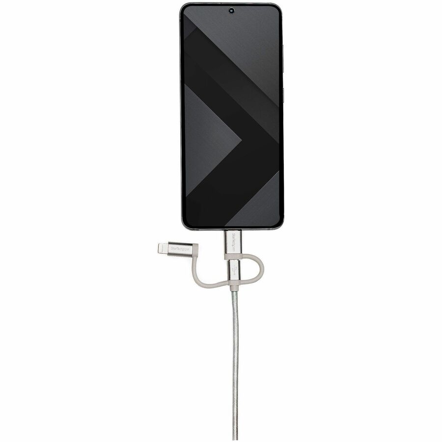 Câble de charge USB multi-ports StarTech.com de 1,8 m (6 pi), USB-A vers Lightning/USB-C/Micro-USB, certifié Apple MFi, gaine en nylon tressé ; câble de charge USB 3 en 1