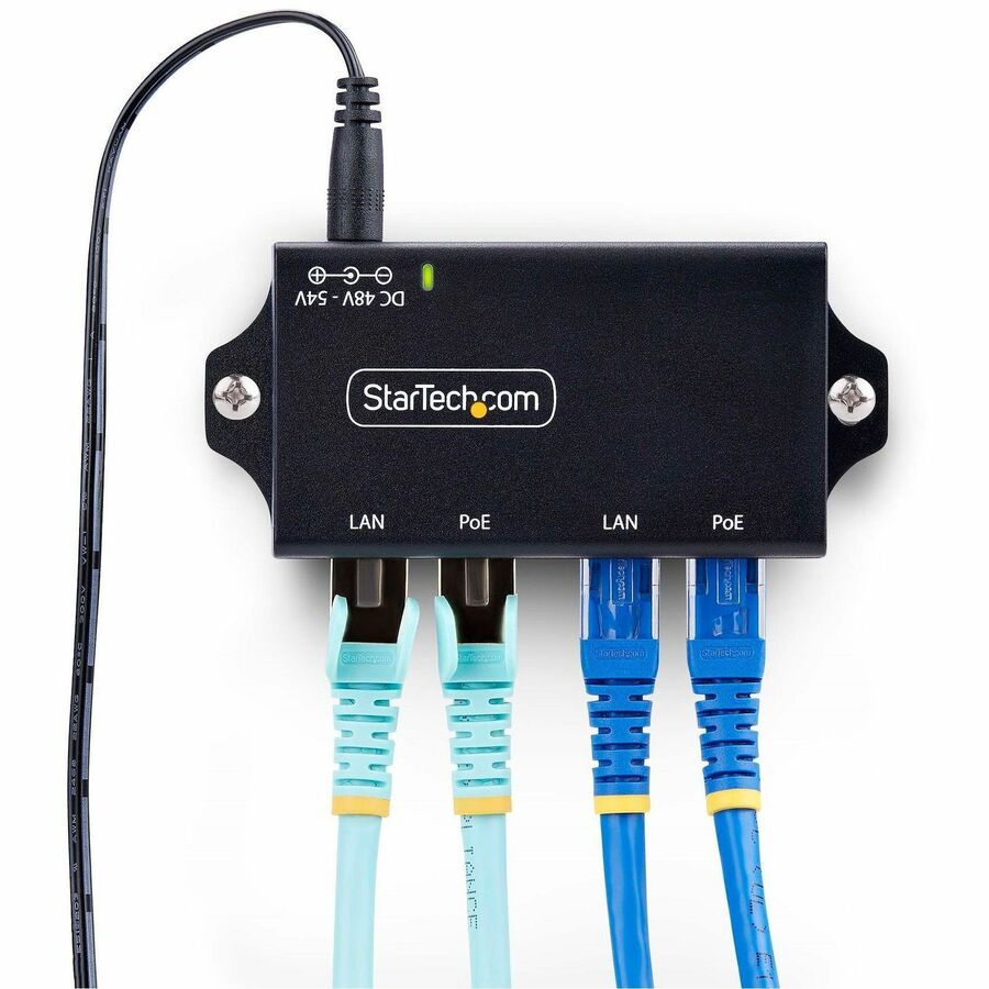 StarTech.com 2-Port PoE+ Injector, 10/100/1000Mbps, PoE/PoE+ (802.3af/802.3at), 30 Watt, 1Gbps Ethernet, Wall Mountable, Unmanaged