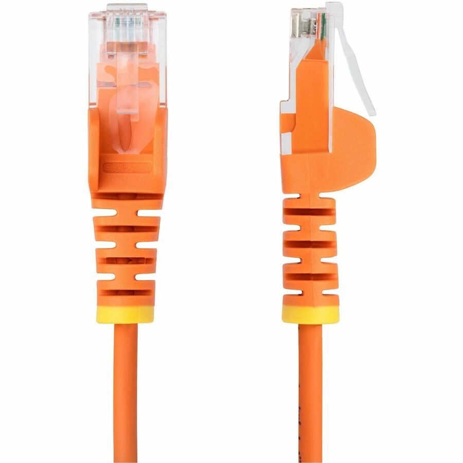 StarTech.com 25ft Orange Slim CAT6 Ethernet Cable, Slim Snagless RJ45, UTP, LSZH, 28AWG Bare Copper, Slim Network Patch Cord, Fluke Tested