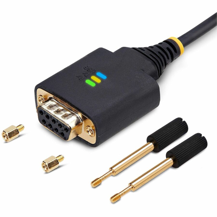 StarTech.com 1ft/30cm USB to Null Modem Serial Adapter Cable, COM Retention, FTDI, RS232, Changeable DB9 Nuts/Screws, Windows/macOS/Linux