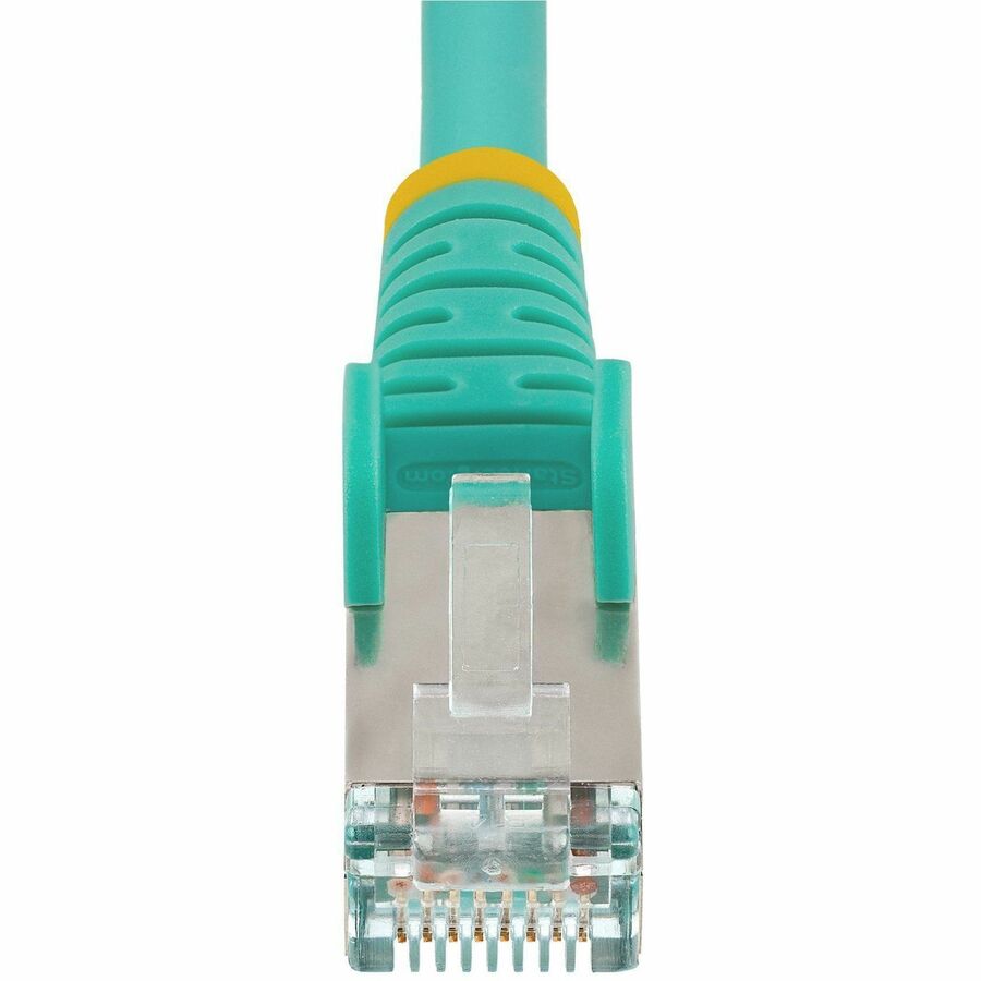 StarTech.com 1ft CAT6a Ethernet Cable, Aqua Low Smoke Zero Halogen (LSZH) 10 GbE 100W PoE S/FTP Snagless RJ-45 Network Patch Cord