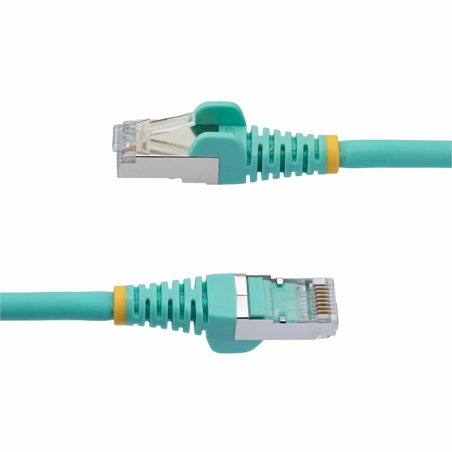 StarTech.com 1ft CAT6a Ethernet Cable, Aqua Low Smoke Zero Halogen (LSZH) 10 GbE 100W PoE S/FTP Snagless RJ-45 Network Patch Cord