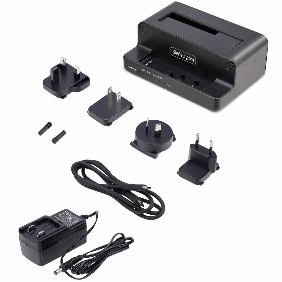 StarTech.com M.2 NVMe to 2.5/3.5" SATA Drive Duplicator, Dual Bay Standalone Cloner/Dock, Bidirectional NVMe to SATA/SATA to NVMe, TAA