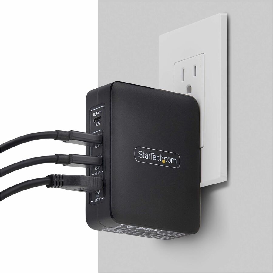 StarTech.com 140W USB-C Wall Charger, 3x USB-C/1x USB-A, PD 3.1 Portable GaN Power Adapter for MacBook Pro/Max/Dell XPS/Inspiron/Precision