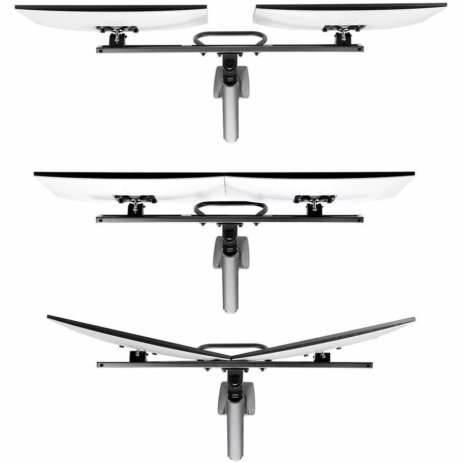 StarTech.com Desk Mount Dual Monitor Arm w/Crossbar, Up To 27" Display, VESA 75x75/100x100, Max 33lb/15kg, C-Clamp, Mechanical Spring, TAA