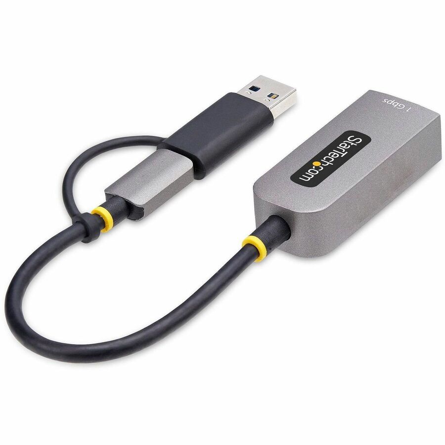 StarTech.com USB-C to to Ethernet Adapter with USB-A Dongle, 10/100/1000Mbps, USB 3.0 to Gigabit Network Adapter, Windows/macOS/Linux